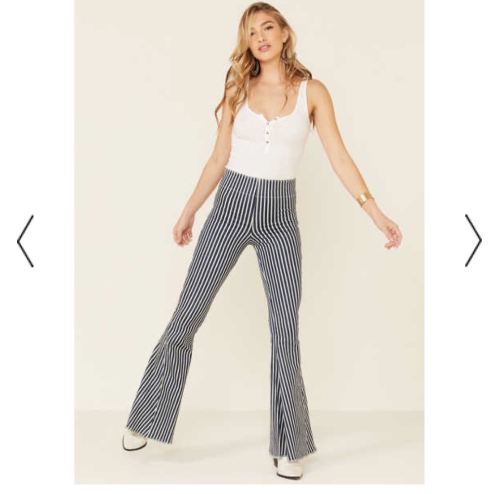 Show Me Your MuMu Women's Berkeley Striped Flare Leg Jeans